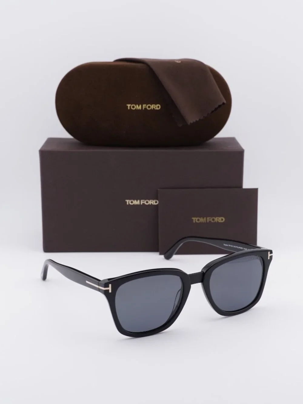 Tom Ford Graydon FT1213 01D Square Sunglasses - Shiny Black\ Smoke Polarized